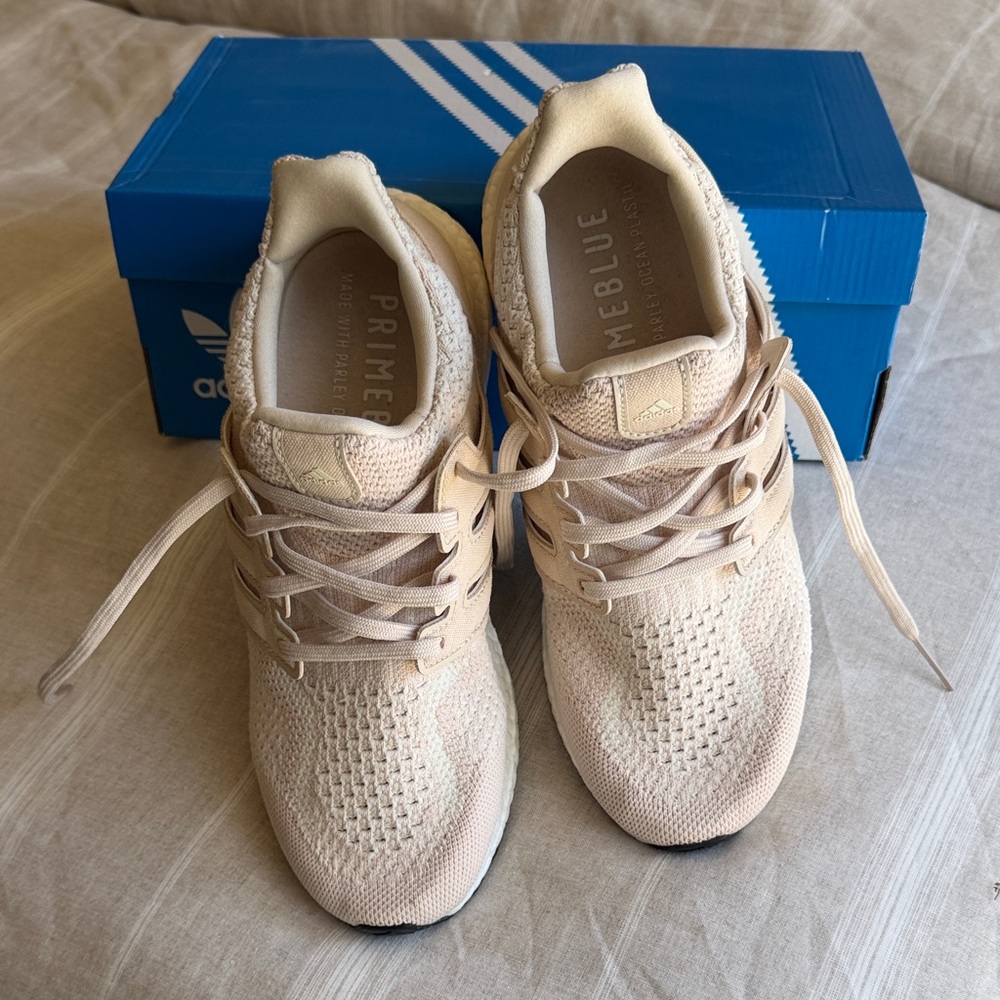 adidas Beige Knit Running Sneakers